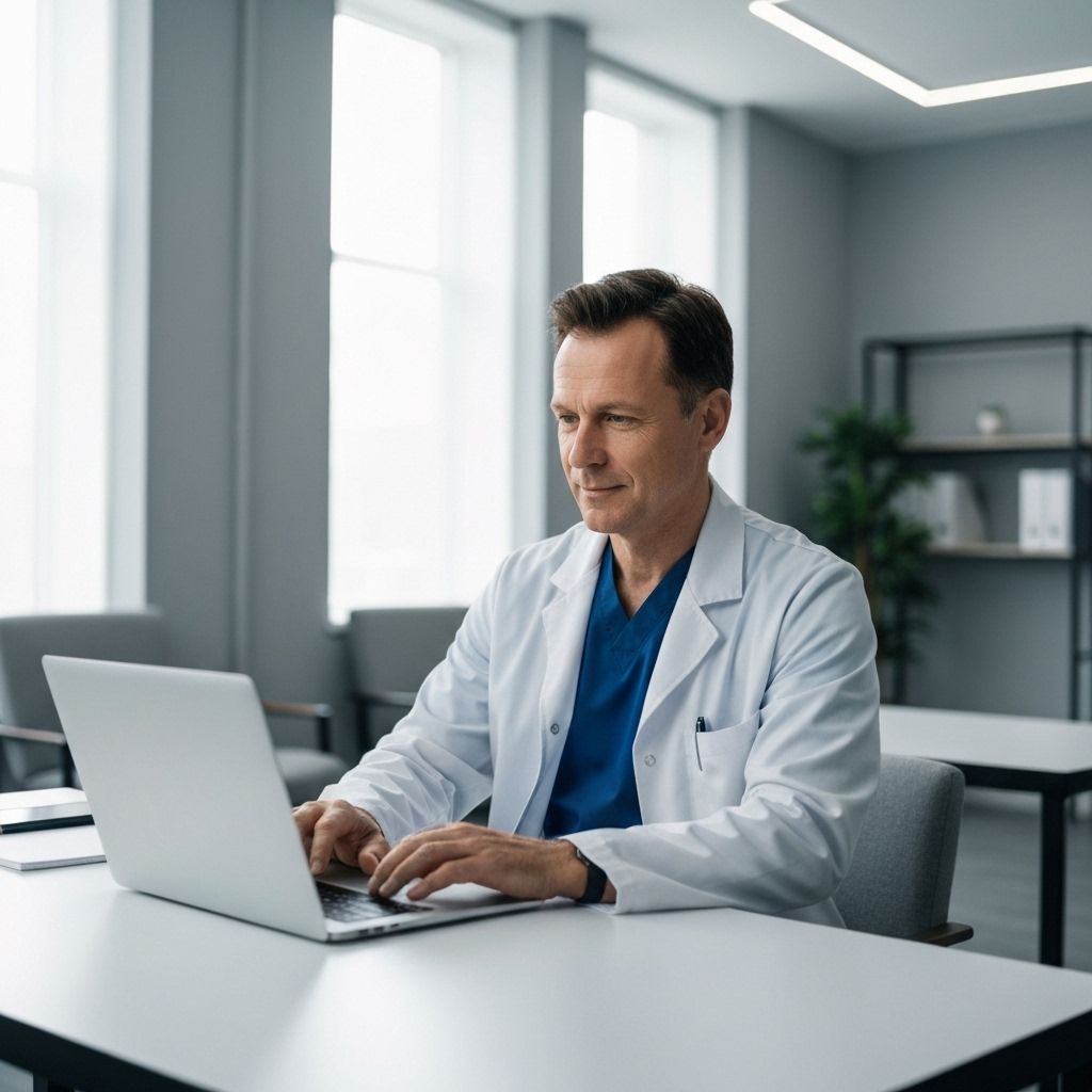 Doctor using the medical transcription app